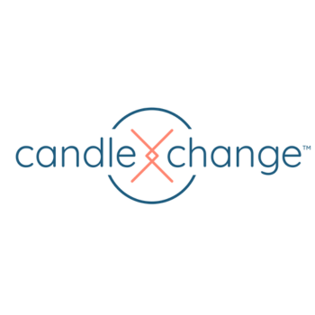 CandleXchange logo featuring a minimalist design with blue and orange text, highlighting the brand’s focus on sustainability and circular economy in home fragrance products.